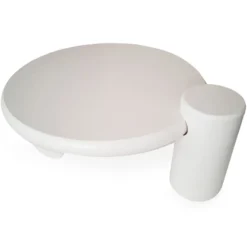 Table basse ronde asymétrique 100cm Yang Crème