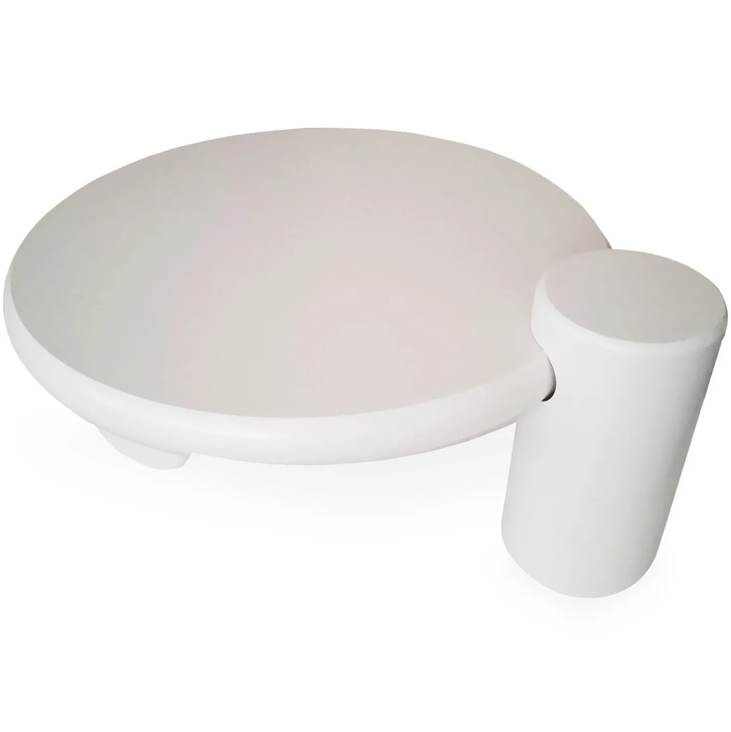 Table basse ronde asymétrique 100cm Yang Crème