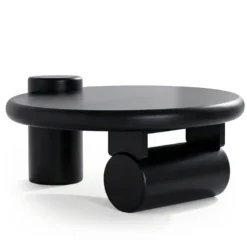 Table basse ronde asymétrique 100cm Yang Noir
