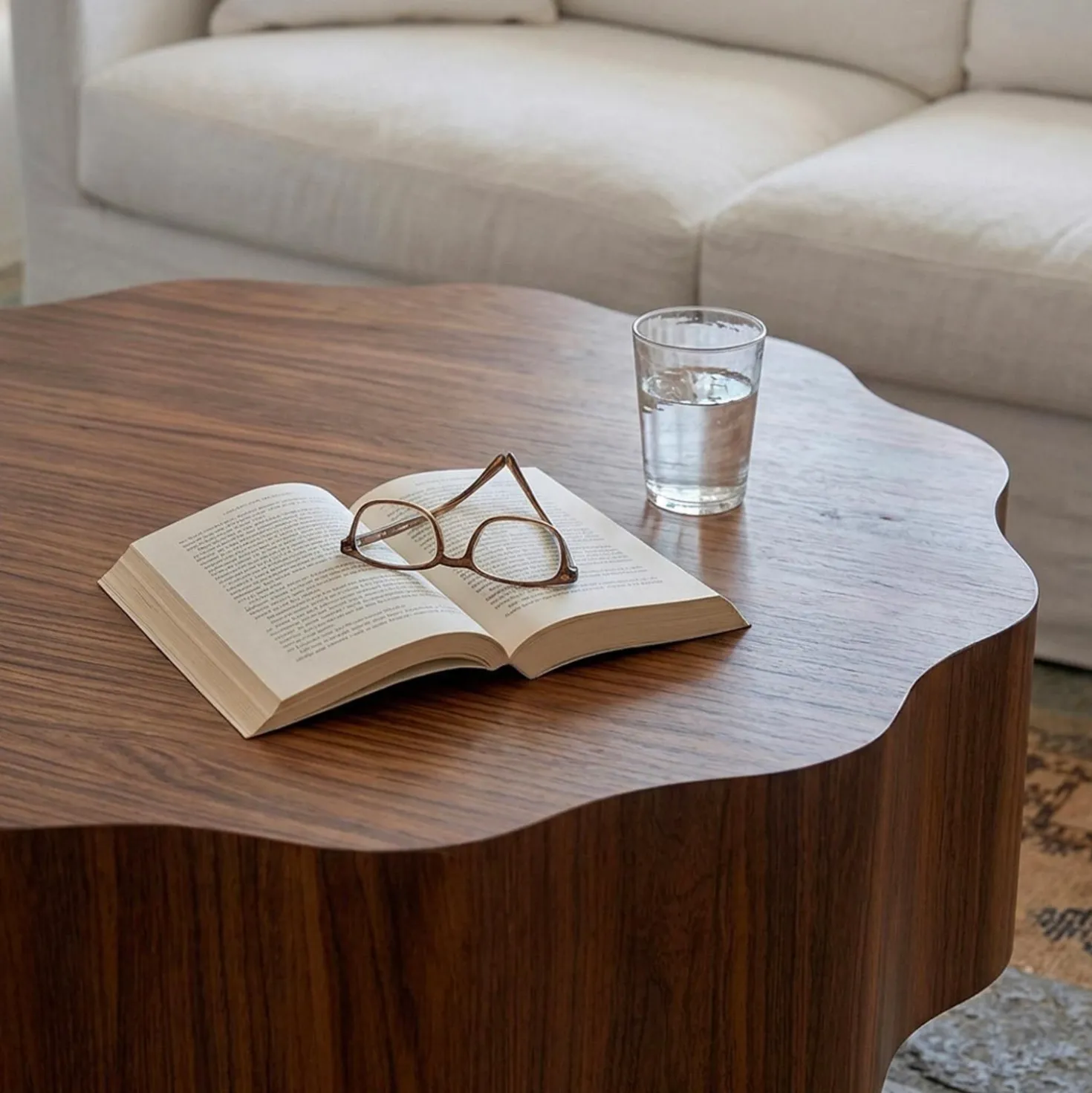 Table basse ronde élégante 80cm Floraline Bois foncé