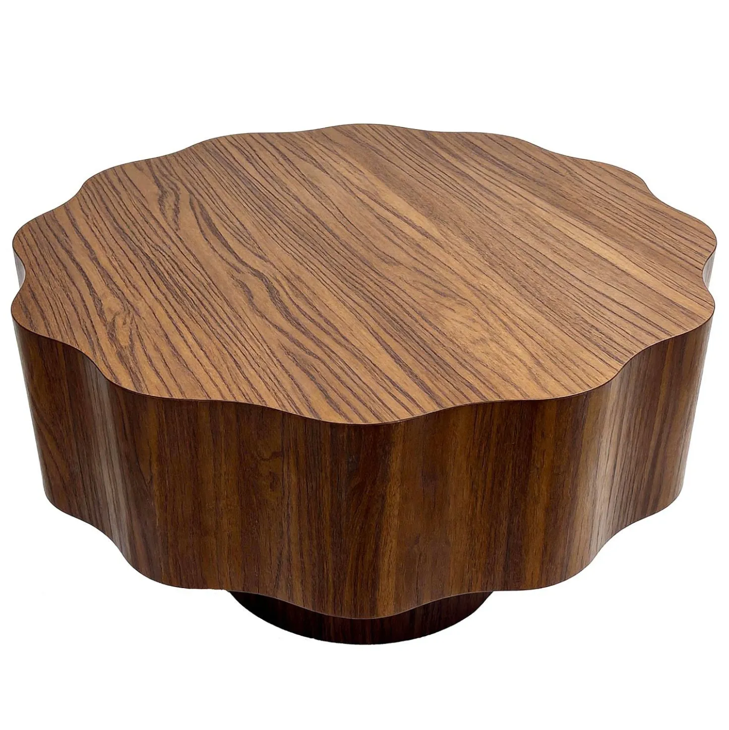 Table basse ronde élégante 80cm Floraline Bois foncé