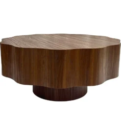 Table basse ronde élégante 80cm Floraline Bois foncé