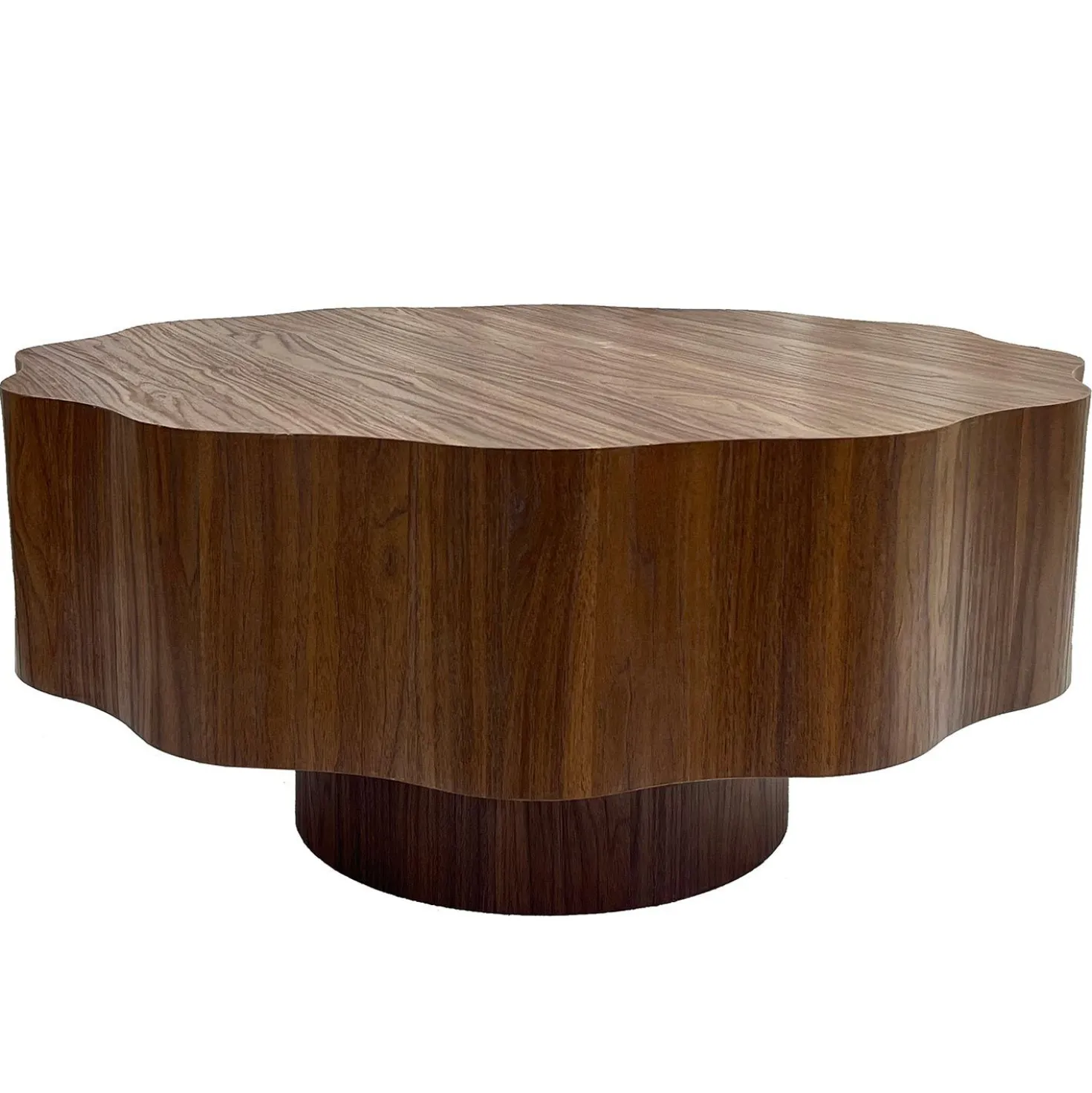 Table basse ronde élégante 80cm Floraline Bois foncé