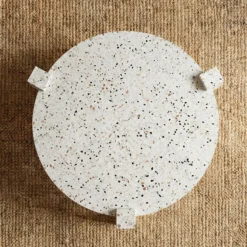 Table basse ronde moderne Titouan D84cm Effet Terrazzo