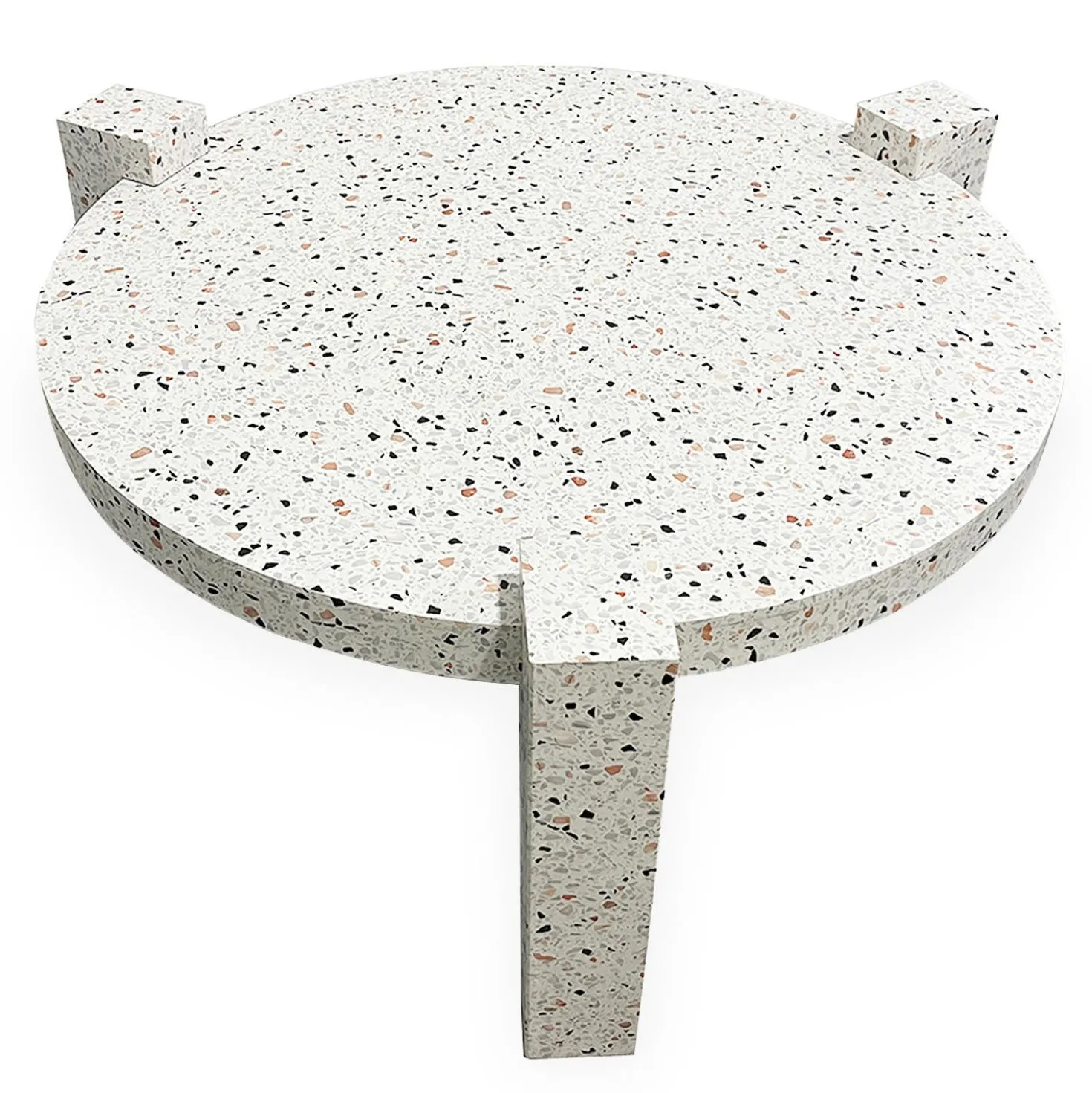 Table basse ronde moderne Titouan D84cm Effet Terrazzo