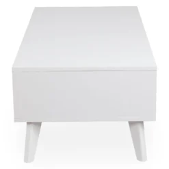 Table basse 2 tiroirs avec cannage Dalgora L120cm Blanc