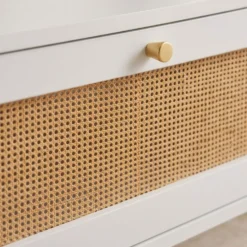 Table basse 2 tiroirs avec cannage Dalgora L120cm Blanc