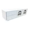 Table basse 60x100cm avec portes et tiroirs style naturel chic Volos Blanc texturé