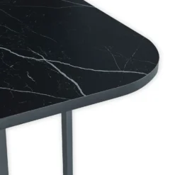 Table carrée 90cm avec 4 chaises gain de place Oslo Effet marbre noir et Velours Noir