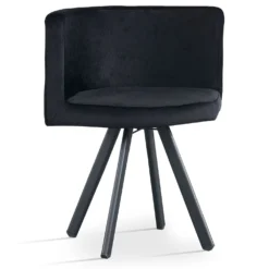 Table carrée 90cm avec 4 chaises gain de place Oslo Effet marbre blanc et Velours Noir