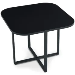Table carrée 90cm avec 4 chaises gain de place Oslo Noir et Tissu Gris