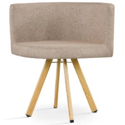 Table carrée 90cm avec 4 chaises gain de place Oslo Blanc et Tissu Taupe