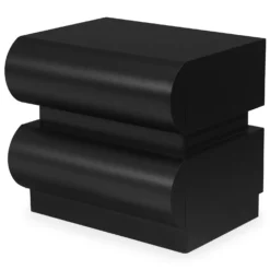 Table de chevet avec 2 tiroirs arrondis L45cm Mezade Noir