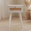Table de chevet 1 tiroir avec cannage Dalgora L40cm Blanc