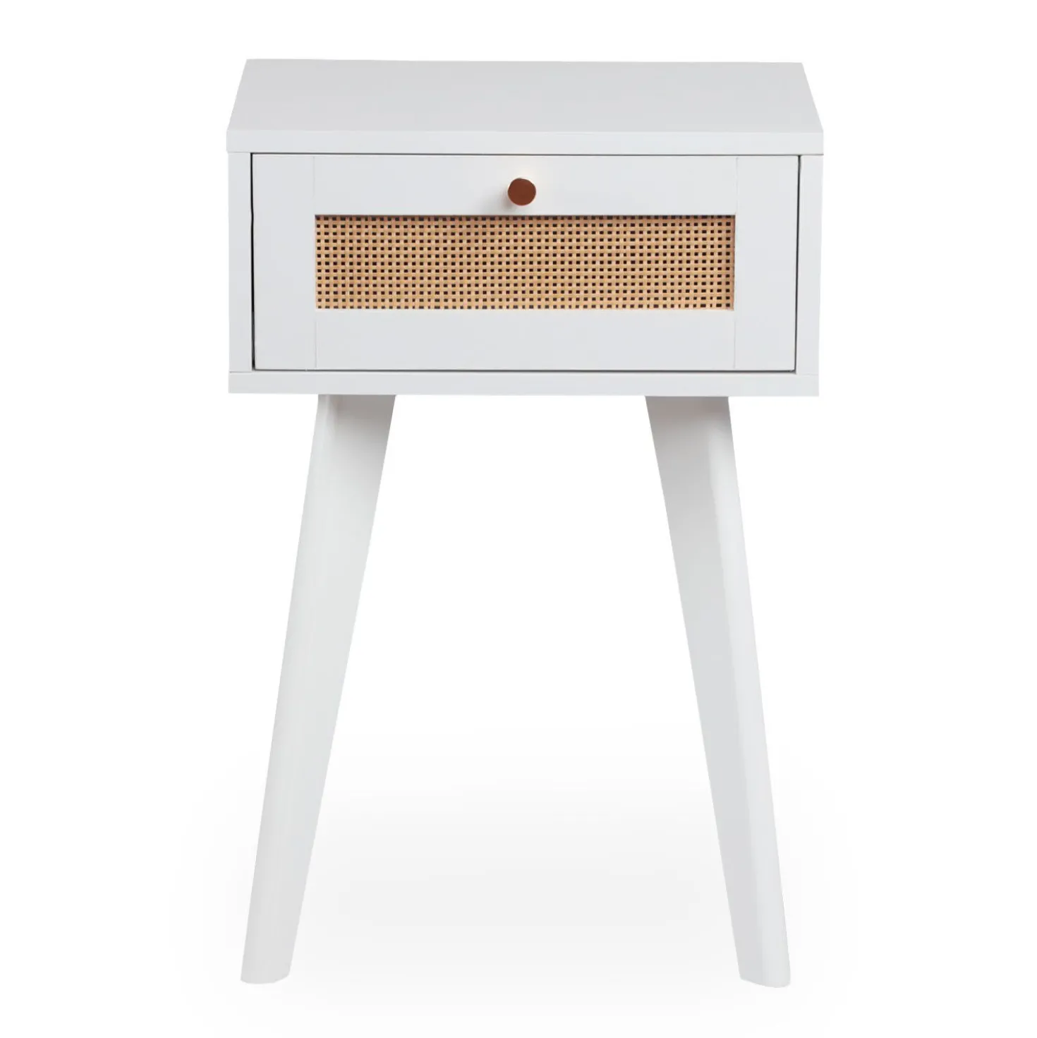 Table de chevet 1 tiroir avec cannage Dalgora L40cm Blanc