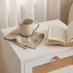 Table de chevet 1 tiroir avec cannage Dalgora L40cm Blanc