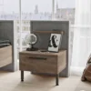 Table de chevet 1 tiroir Ralta style moderne bois foncé et gris