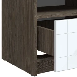 Table de chevet 1 tiroir Tenessil Chêne foncé et Blanc