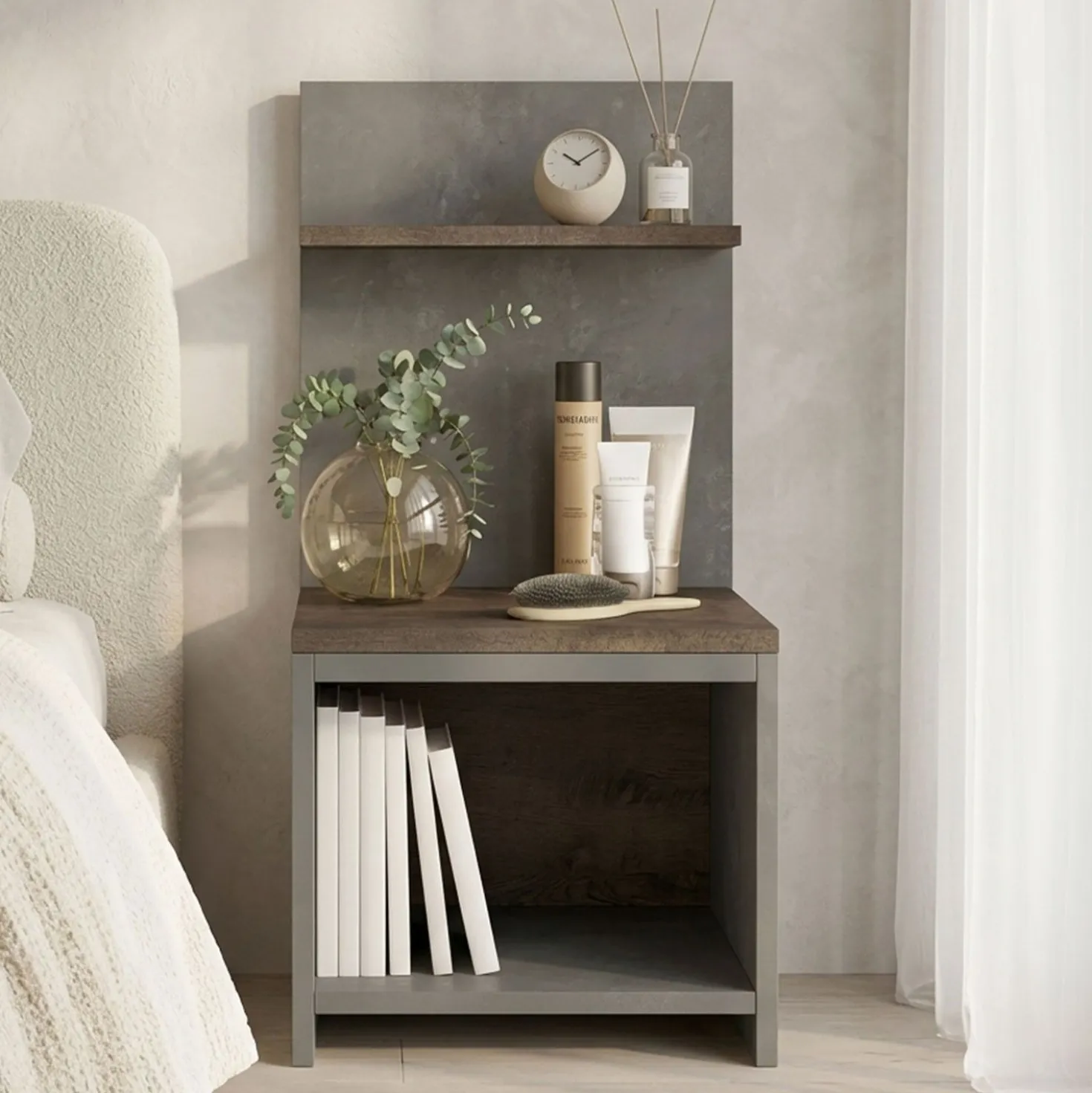 Table de chevet Wasat L44,5xH90cm Bronze et Anthracite