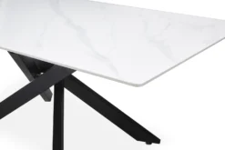 Table de salle à manger rectangulaire Axelia Métal Noir et Céramique effet marbre Blanc