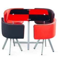 Table et chaises Mosaic 90 Rouge et Noir