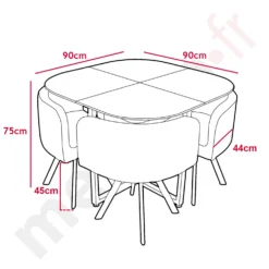 Table et chaises Mosaic 90 Rouge et Noir