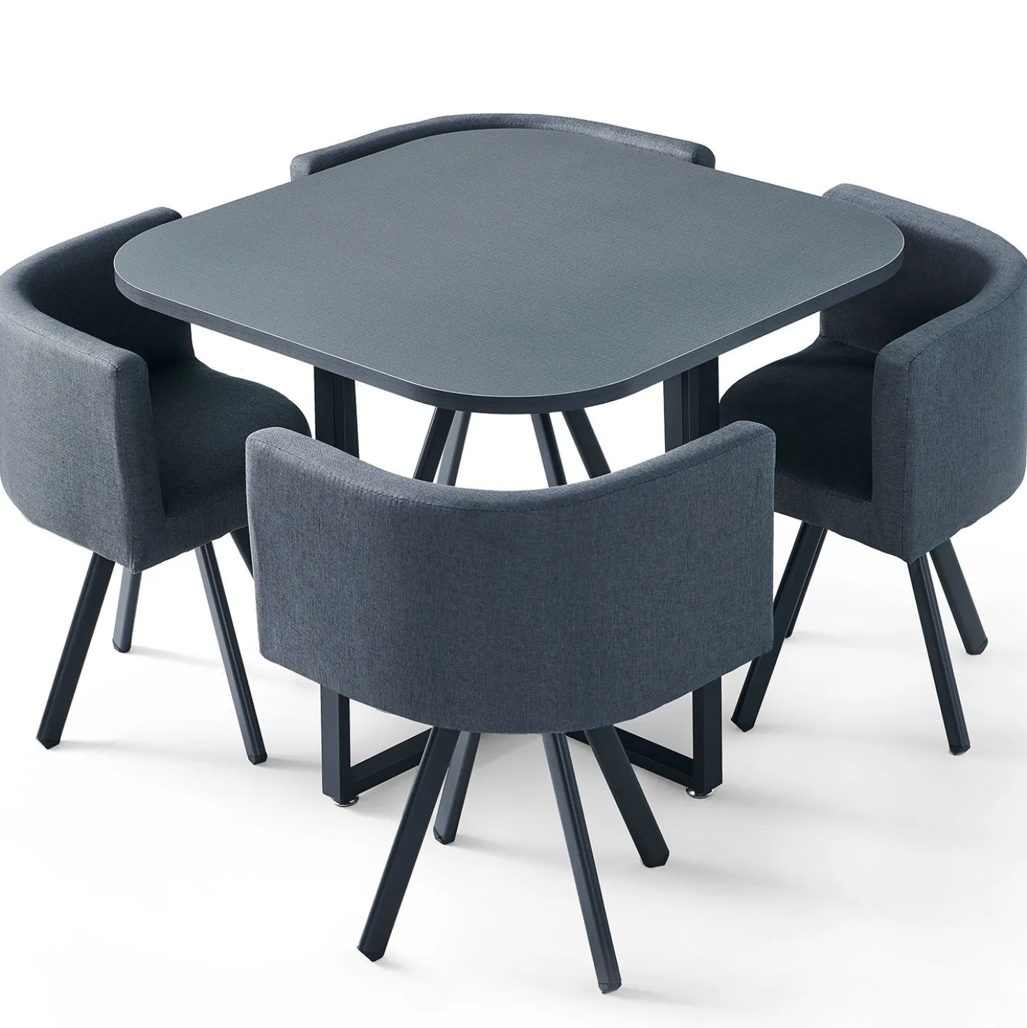Table et chaises Oslo Gris et Tissu Gris