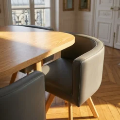 Table et chaises scandinaves Oslo Gris et Chêne