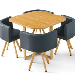 Table et chaises scandinaves Oslo Gris et Chêne