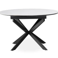 Table extensible Tyrese 160cm pieds en étoile et plateau effet marbre Blanc