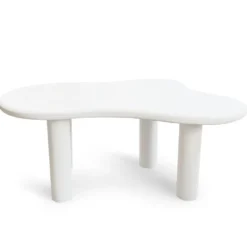 Table à manger forme nuage asymétrique L180cm VALDO Blanc minéral texturé
