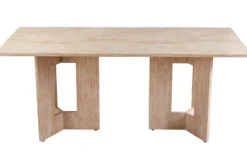 Table à manger rectangulaire Roselia 90x180cm Effet travertin Beige