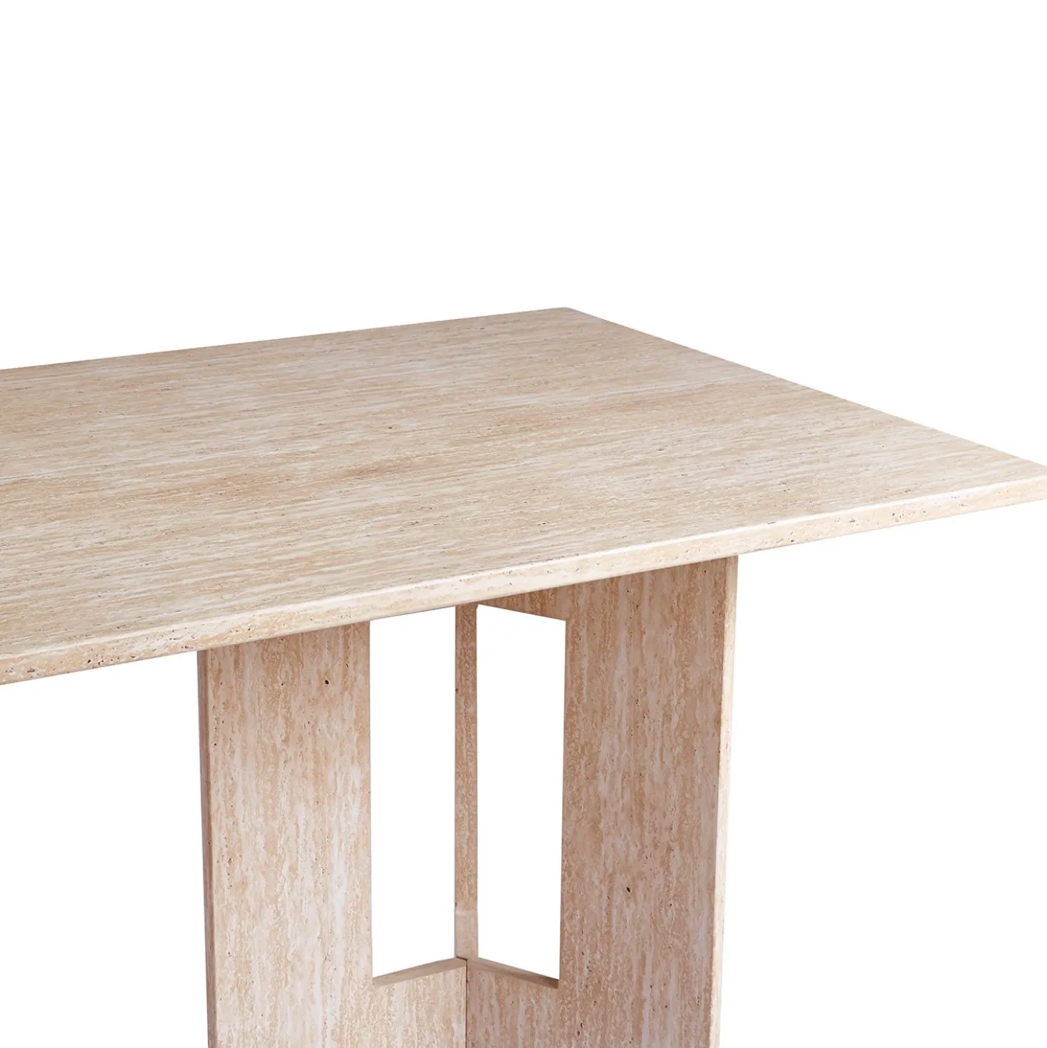 Table à manger rectangulaire Roselia 90x180cm Effet travertin Beige