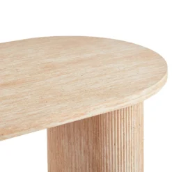 Table ovale Burundi avec pieds design style colonnes Effet travertin Beige