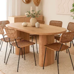 Table ovale Burundi avec pieds design style colonnes Bois Sonoma