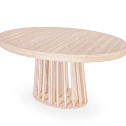 Table ovale extensible 150-300cm Eliza Effet Travertin Beige