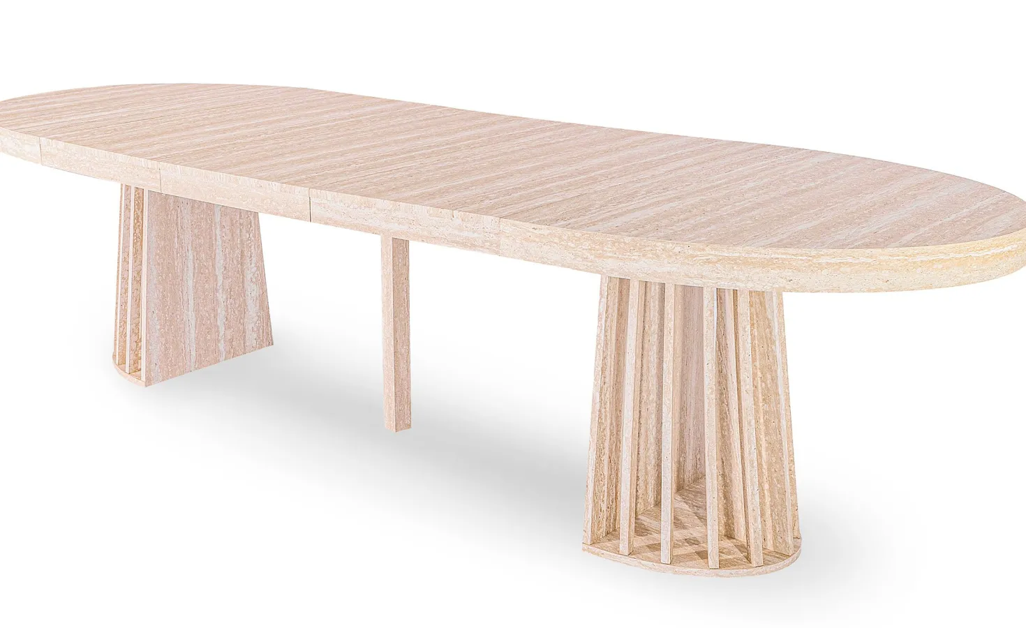 Table ovale extensible 150-300cm Eliza Effet Travertin Beige