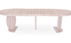 Table ovale extensible L110-260cm Icarios avec pieds design Effet travertin Beige