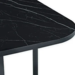 Table rectangulaire 150cm avec 6 chaises gain de place Oslo XL Effet marbre noir et Velours Noir