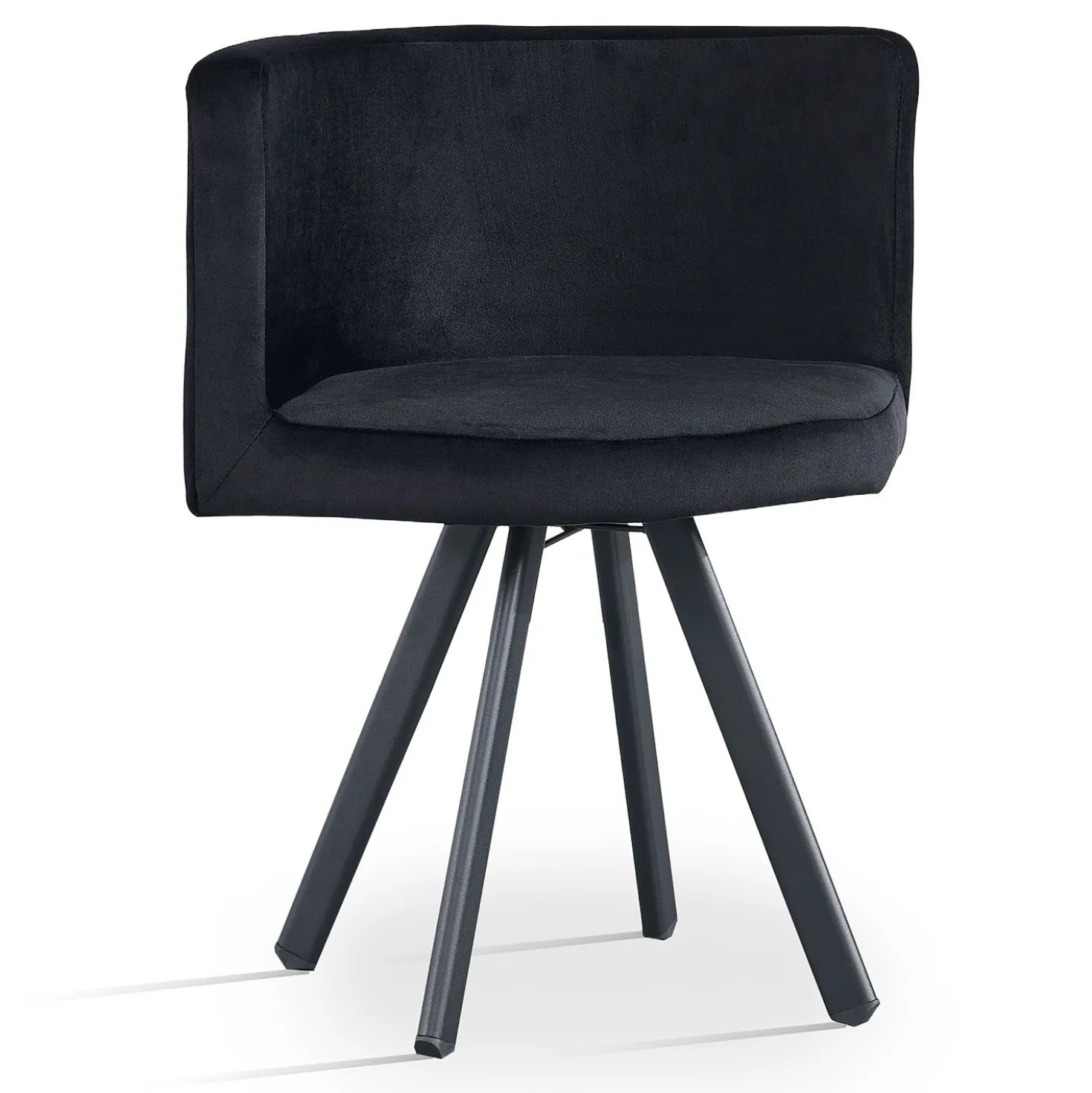 Table rectangulaire 150cm avec 6 chaises gain de place Oslo XL Effet marbre noir et Velours Noir