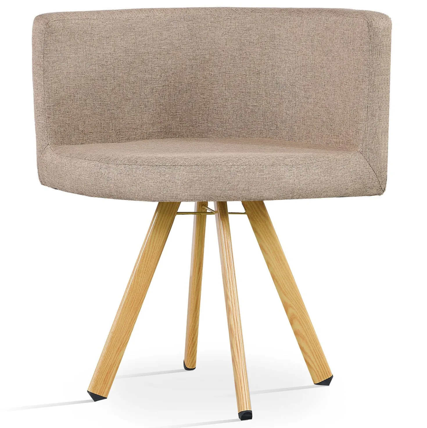 Table rectangulaire 150cm avec 6 chaises gain de place Oslo Blanc et Tissu Taupe