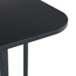 Table rectangulaire 150cm avec 6 chaises gain de place Oslo Noir et Tissu Gris
