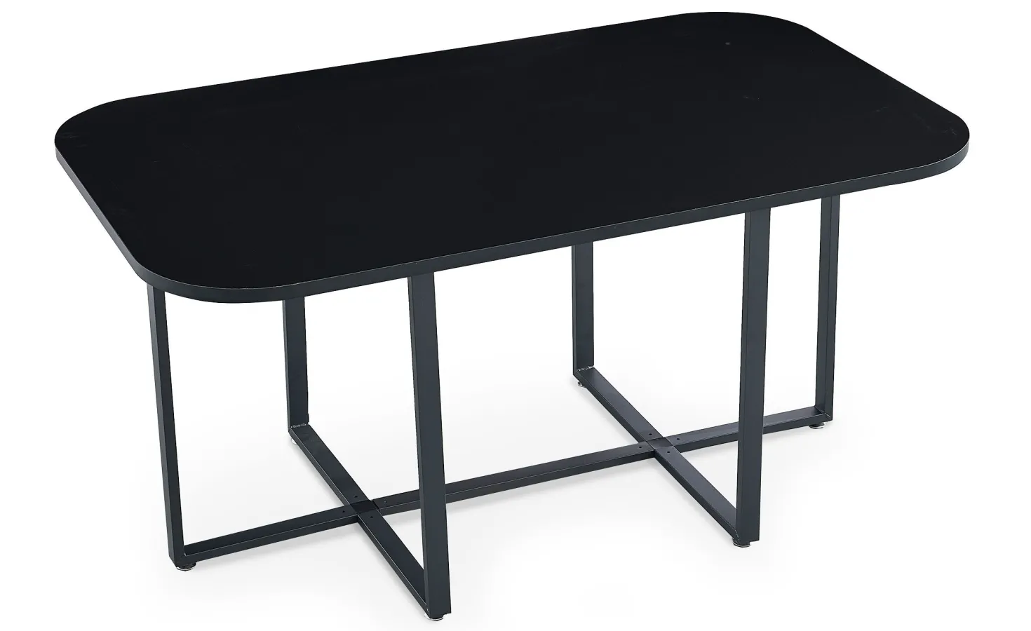 Table rectangulaire 150cm avec 6 chaises gain de place Oslo Noir et Tissu Gris