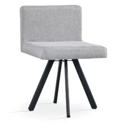 Table rectangulaire 150cm avec 6 chaises gain de place Oslo Noir et Tissu Gris