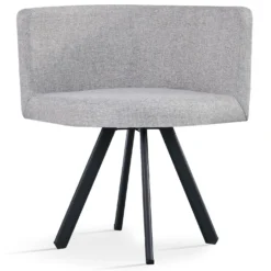 Table rectangulaire 150cm avec 6 chaises gain de place Oslo Noir et Tissu Gris