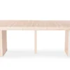 Table rectangulaire extensible Virzon 100-240cm Effet Travertin Beige et rainurage Blanc
