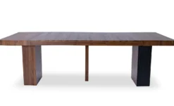 Table rectangulaire extensible Virzon 100-240cm Bois noisette et rainurage Noir