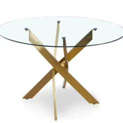 Table ronde en verre Corix pieds Or
