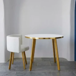 Table ronde et chaises Riga Blanc et Simili Blanc
