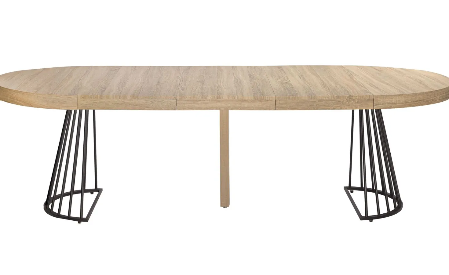 Table ronde extensible Grivery Chêne Clair pieds Noir